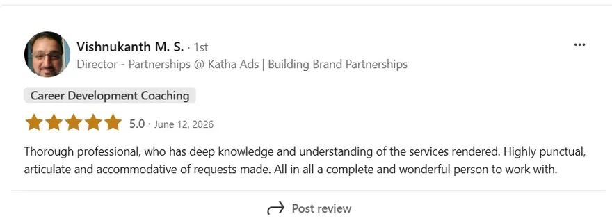 Recommendation from Vishnukanth M. S. on professional coaching